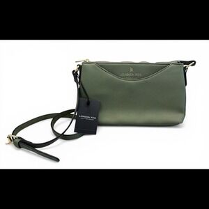 London Fog NWT 100th Anniv. Faux Leather Bella Sage Green Pebble Crossbody Bag